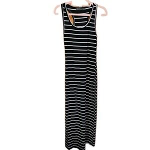 Zanzea Striped Maxi Dress Size 4 Black White Sleeveless Stretch Summer